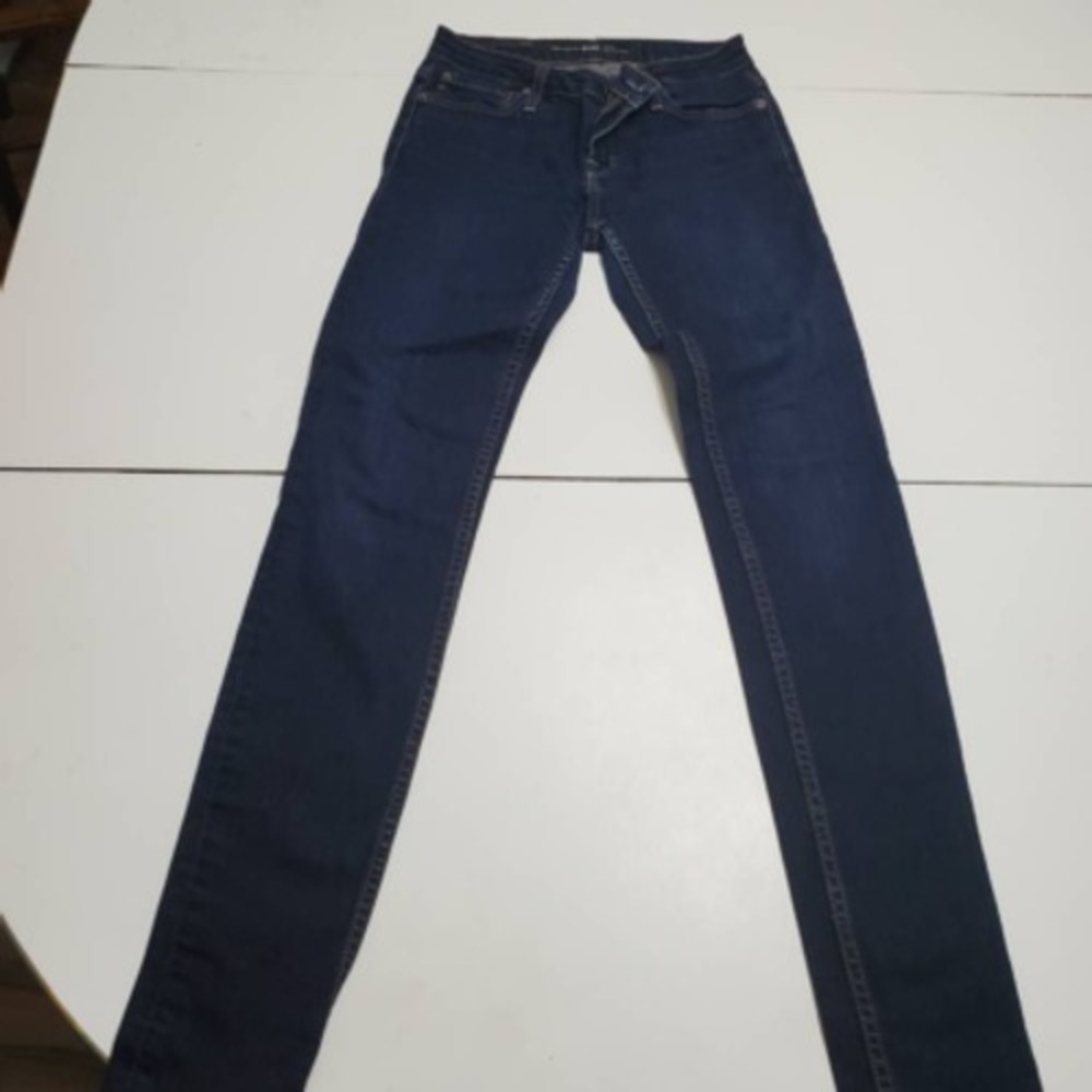 Big Star Womens Alex Skinny Jeans Blue Stretch Pockets Mid Rise Dark Wash 25